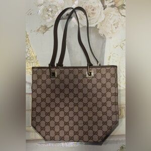 GUCCI Bag Handbag Tote Bag GG Canvas Brown Authentic 002 1099 001998 Firm Price